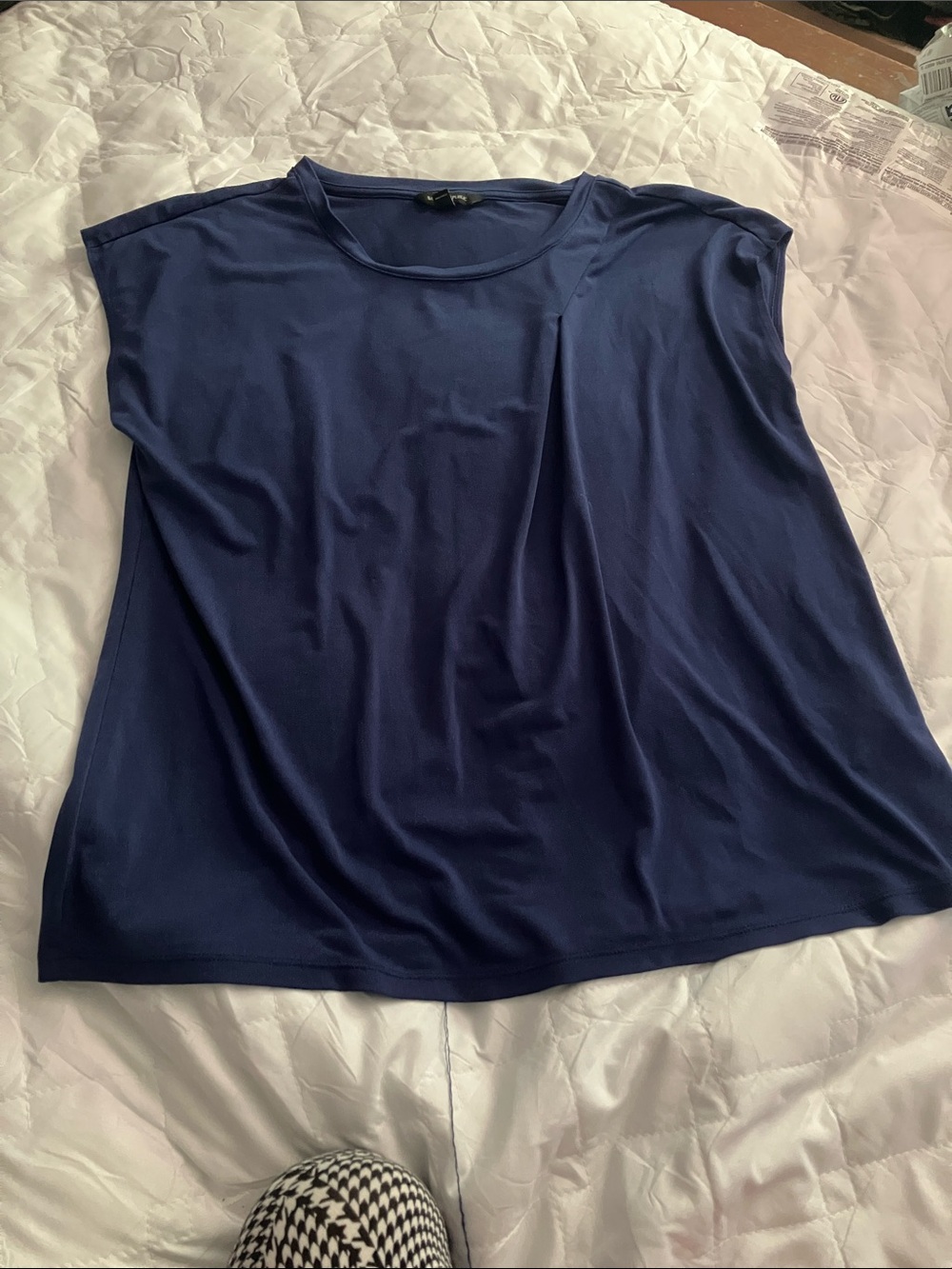 Banana Republic Navy Short Sleeve Pleated Tee